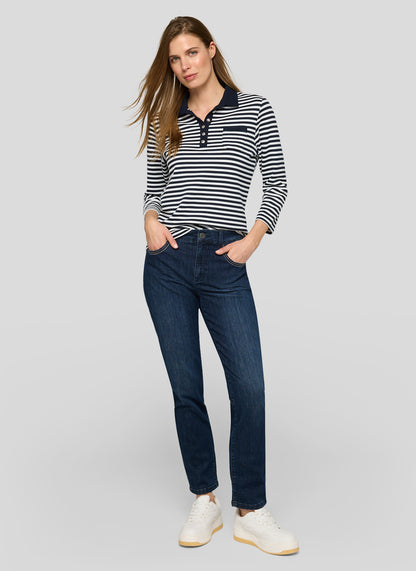 Rabe- Navy and White Texture Polo