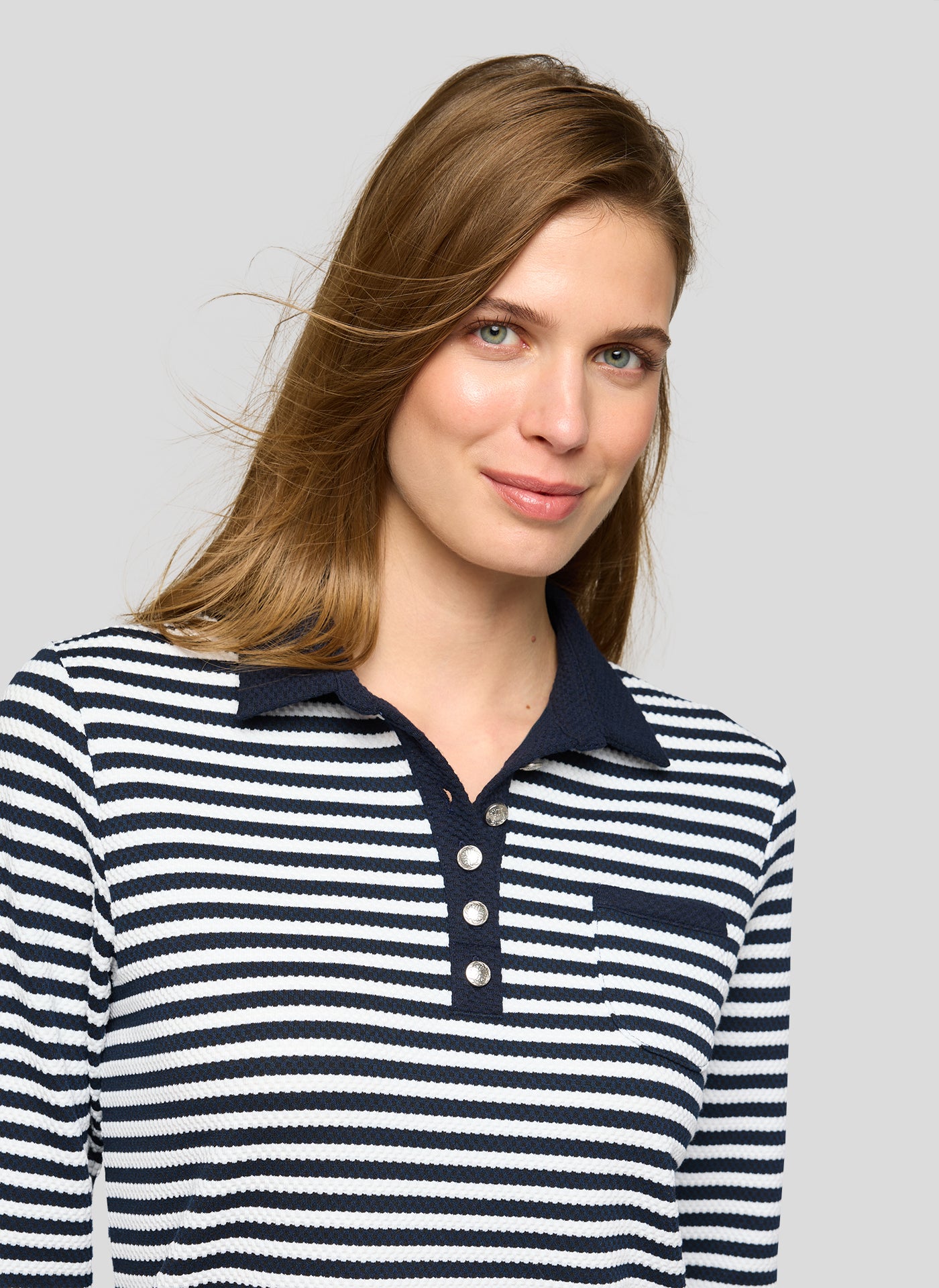 Rabe- Navy and White Texture Polo