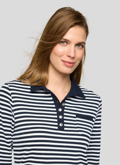 Rabe- Navy and White Texture Polo