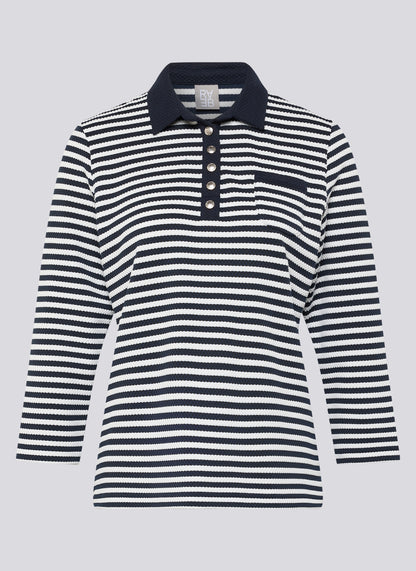 Rabe- Navy and White Texture Polo