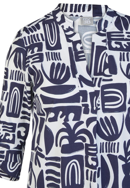 RABE - Navy and White Printed 3/4 Sleeve Dress