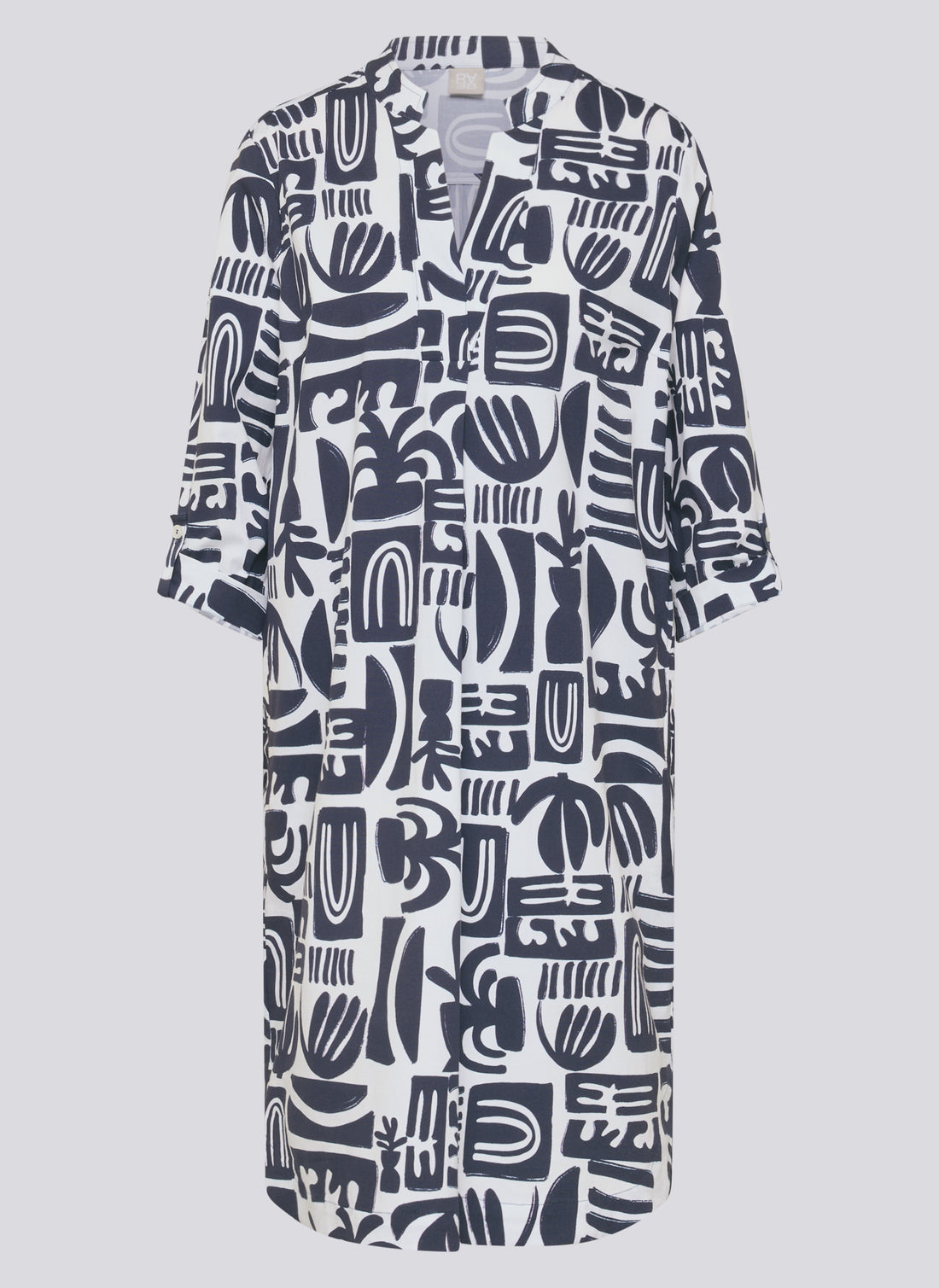 RABE - Navy and White Printed 3/4 Sleeve Dress