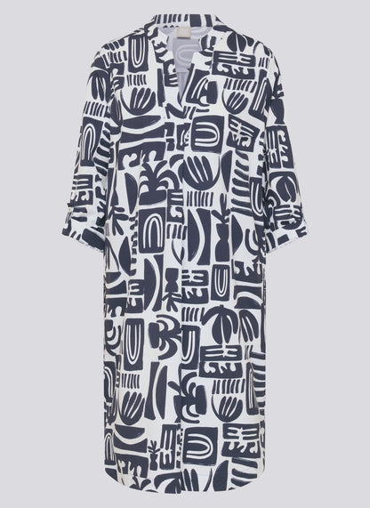 RABE - Navy and White Printed 3/4 Sleeve Dress