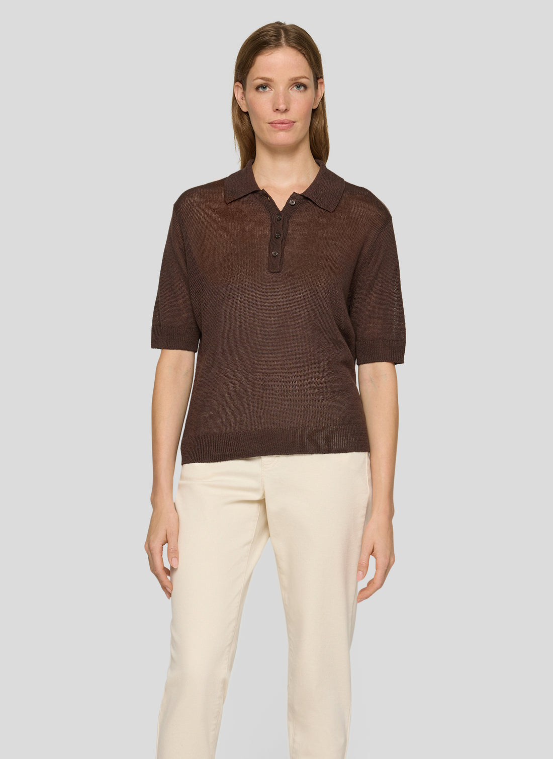 Rabe- Chocolate Linen Knit Polo