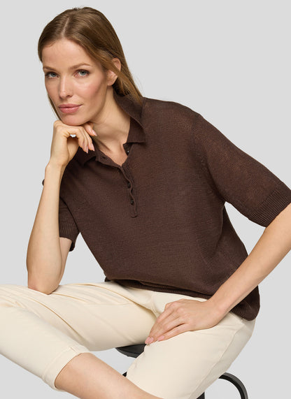 Rabe- Chocolate Linen Knit Polo