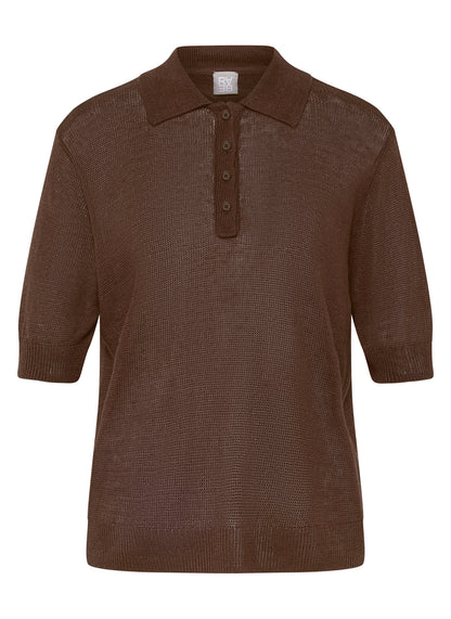 Rabe- Chocolate Linen Knit Polo