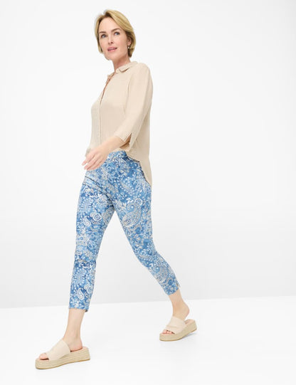 Brax Raphaela Pamina 6/8 Length- Blue and Beige Print