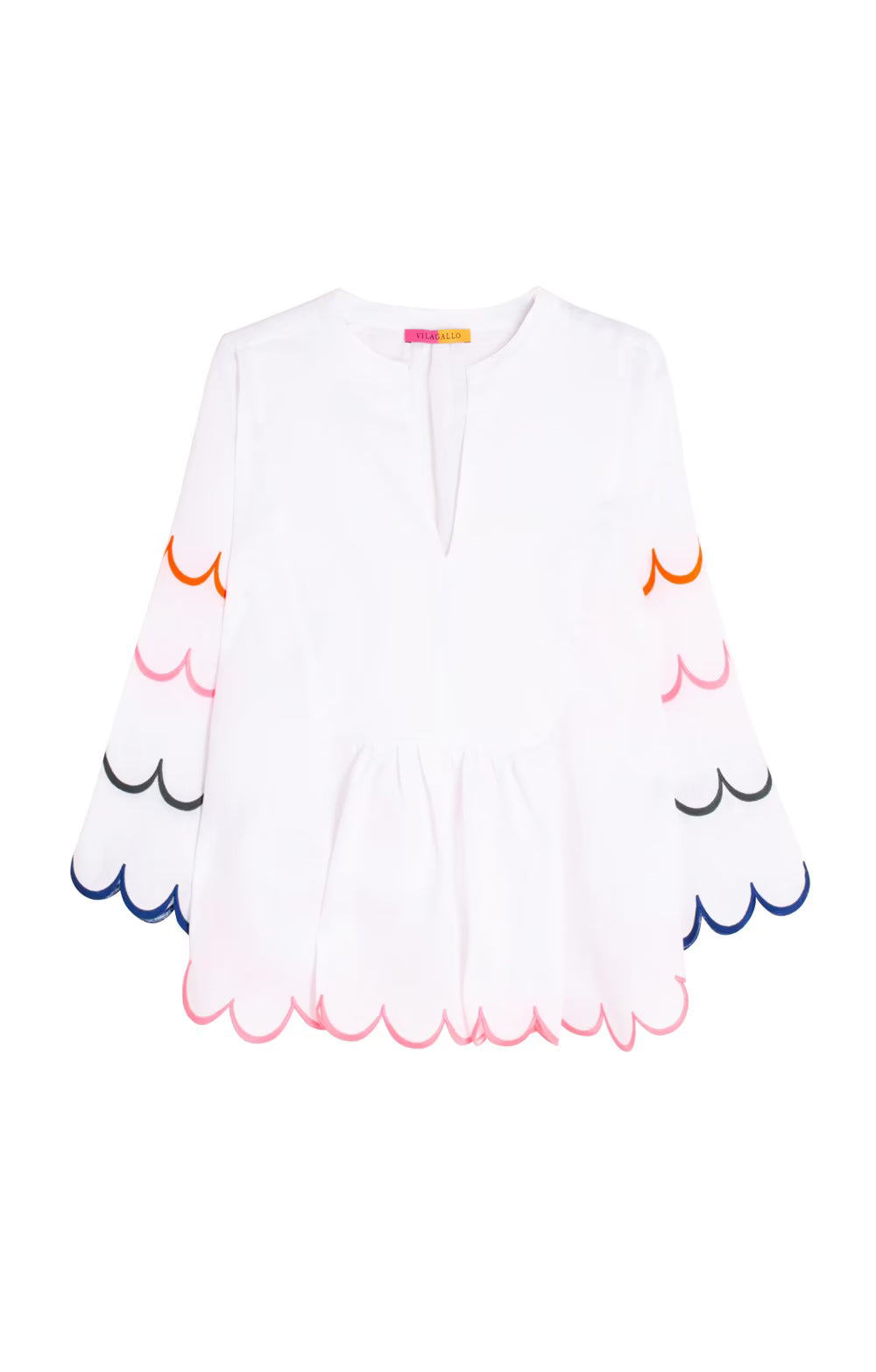 Vilagallo Val White Embroidered Linen Top