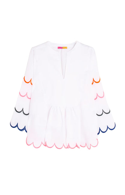Vilagallo Val White Embroidered Linen Top