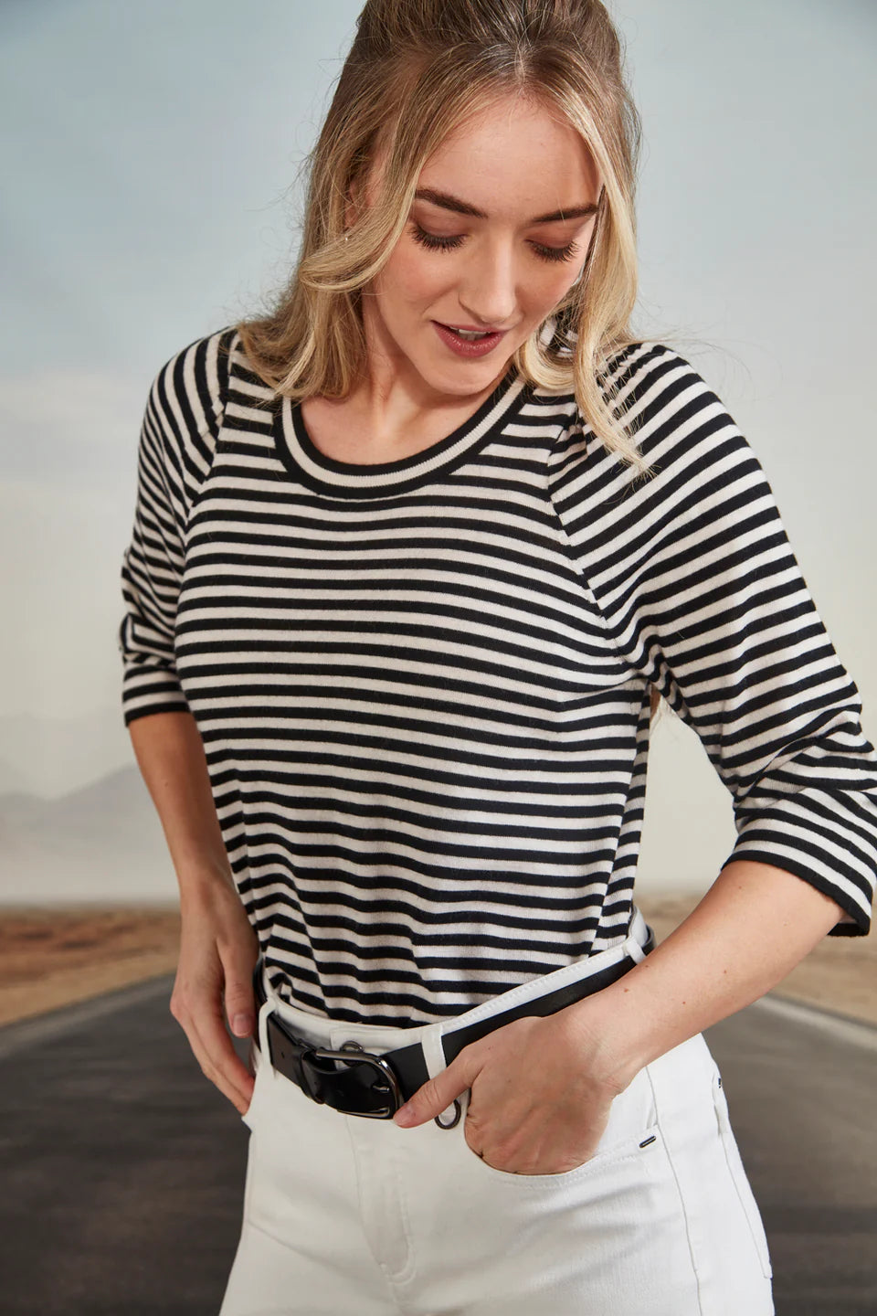 Verge - Zoe Top Black Stripe