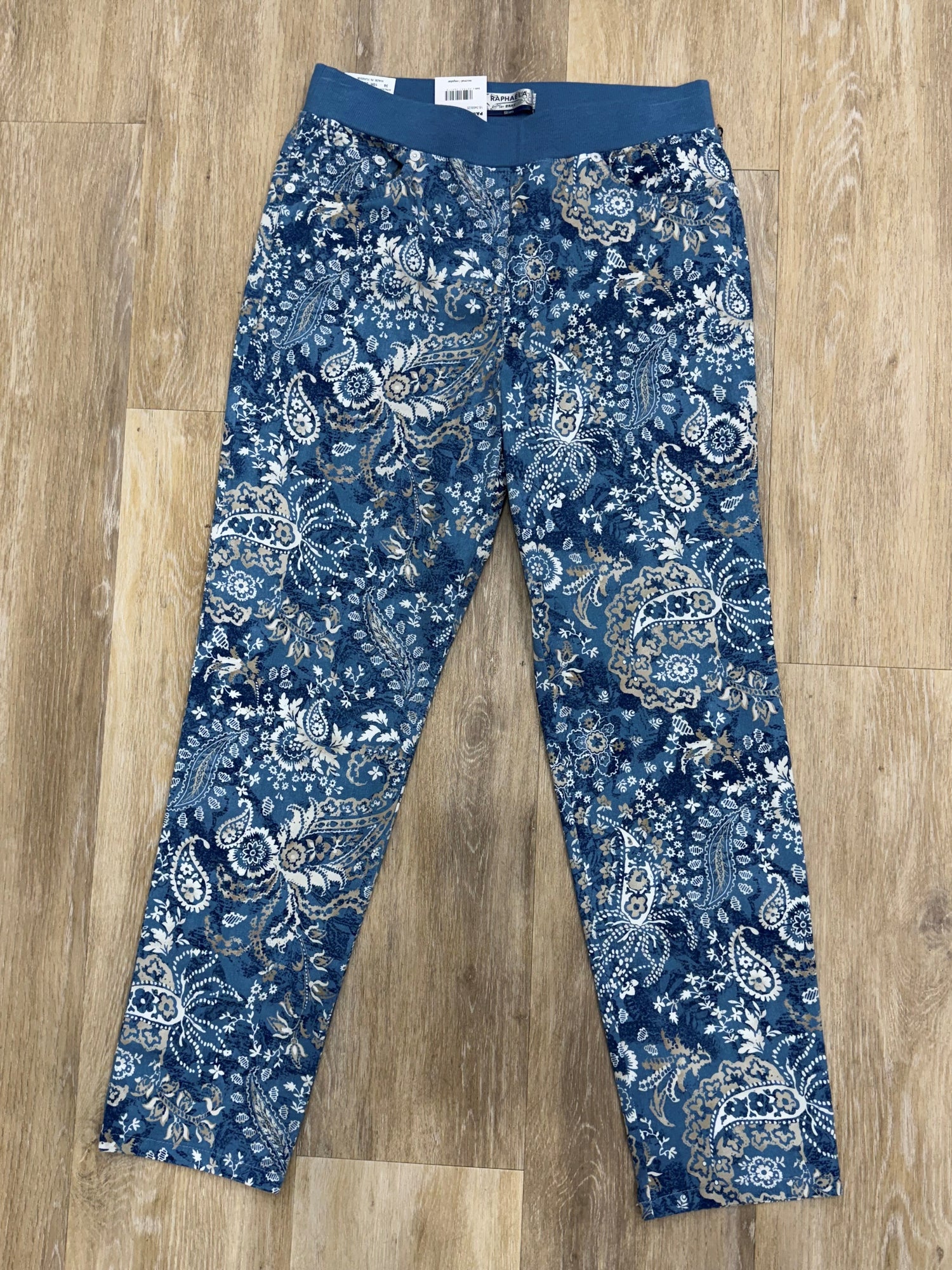 Brax Raphaela Pamina 6/8 Length- Blue and Beige Print