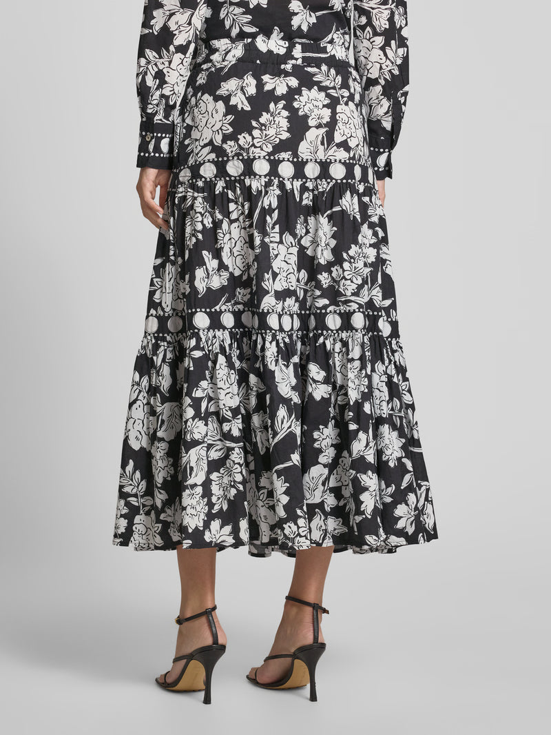 Emily Van Den Bergh - Black and White Flower Print Skirt