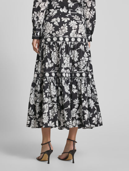 Emily Van Den Bergh - Black and White Flower Print Skirt