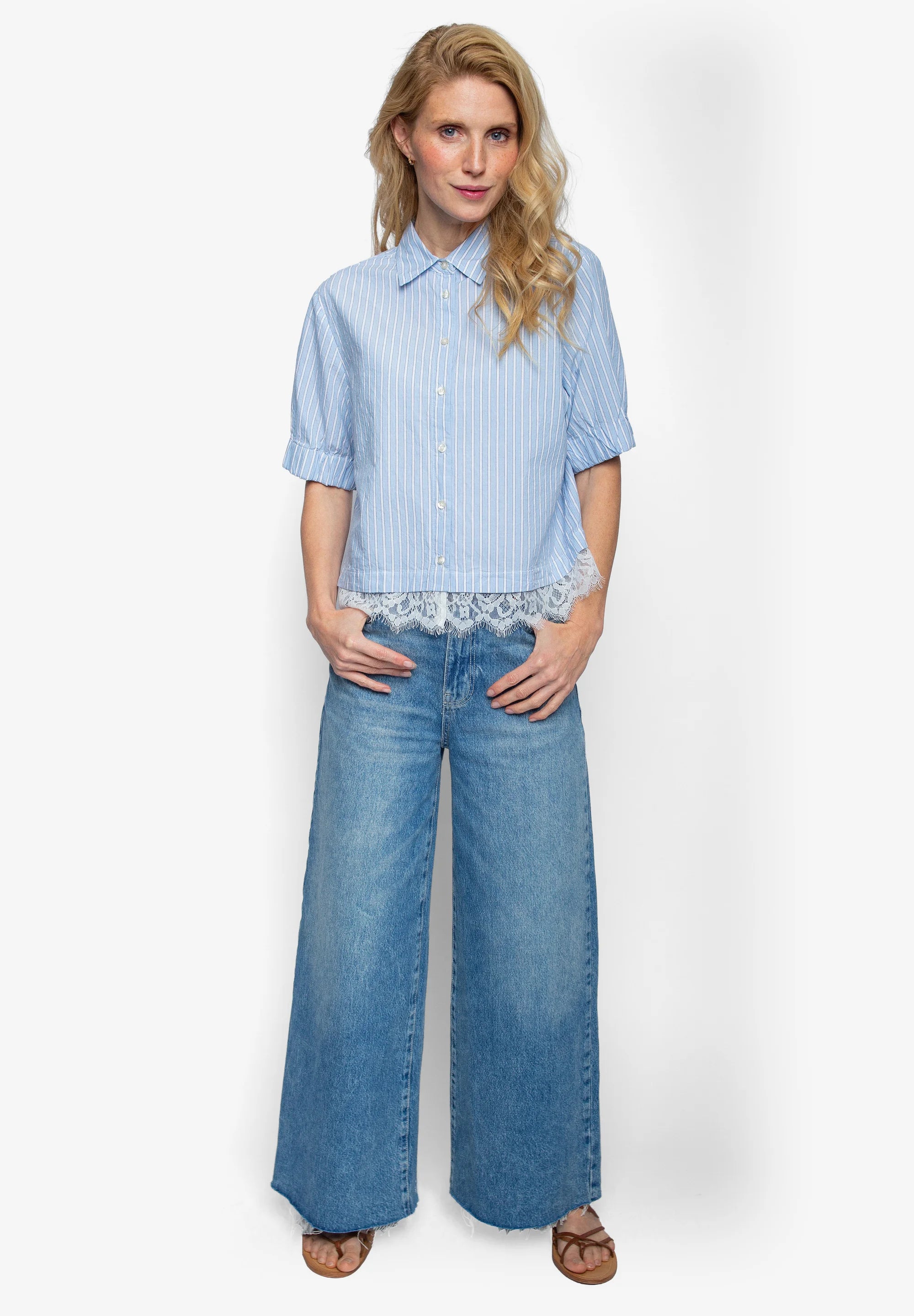 Emily Van Der Bergh - Striped Lace Blouse