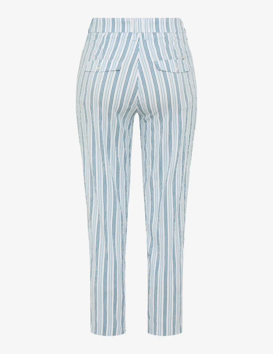 Brax  -Mara Dark Blue, light Blue and White Stripe 7/8 Pants