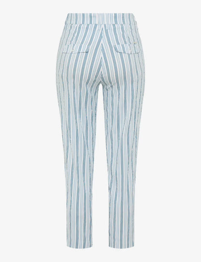 Brax  -Mara Dark Blue, light Blue and White Stripe 7/8 Pants