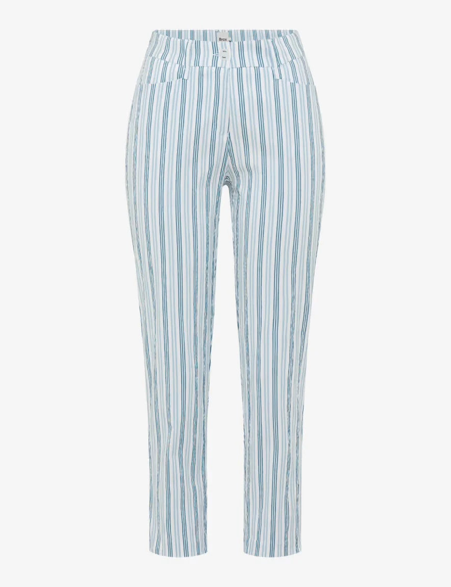 Brax  -Mara Dark Blue, light Blue and White Stripe 7/8 Pants
