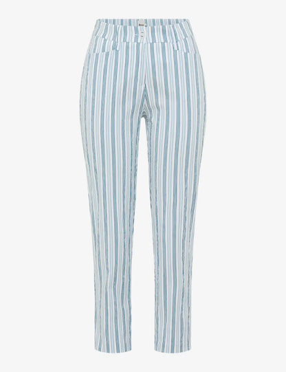 Brax  -Mara Dark Blue, light Blue and White Stripe 7/8 Pants