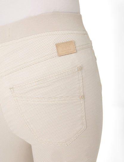 Brax Raphaela Pamina 6/8 Length- Beige and White Print