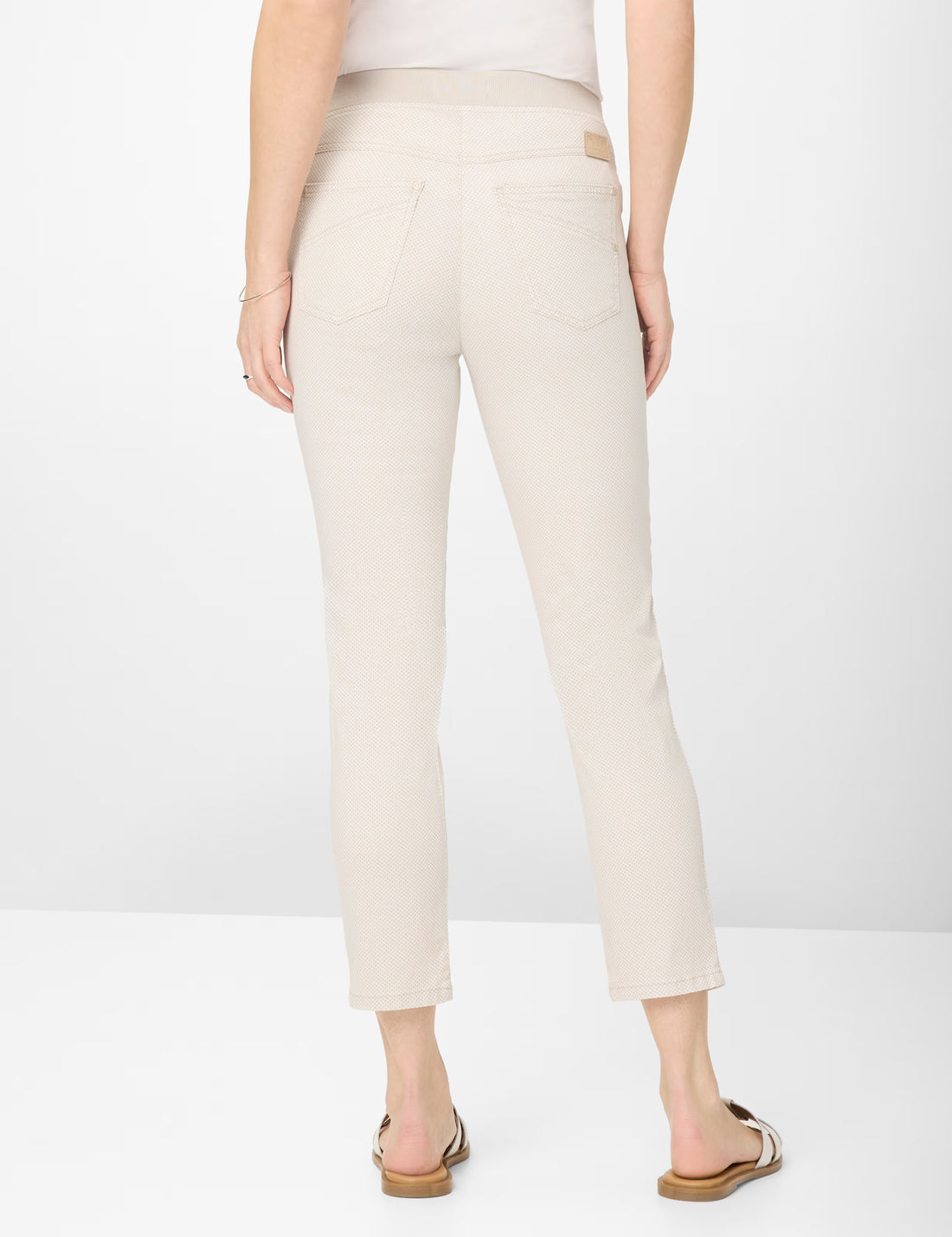 Brax Raphaela Pamina 6/8 Length- Beige and White Print