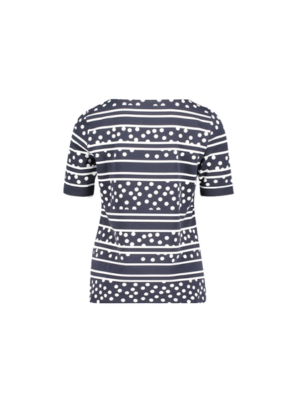 Betty Barclay - Navy and White Stripe and Polka Dot T-Shirt