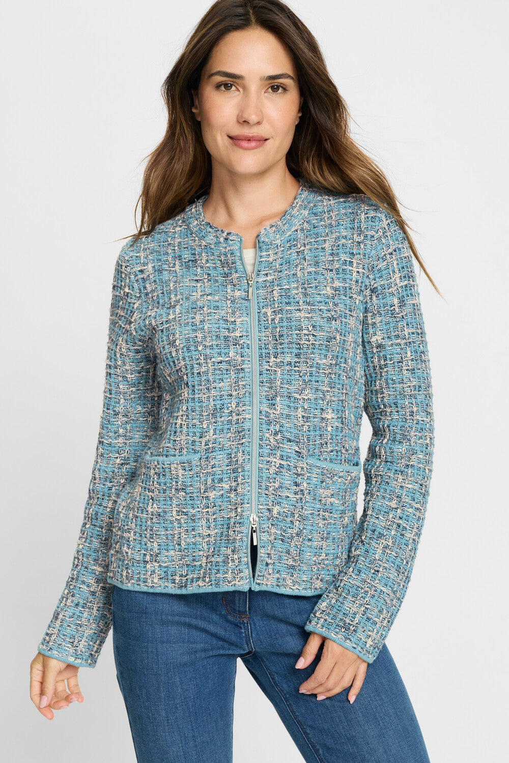 Olsen- Aqua and Beige Jacket