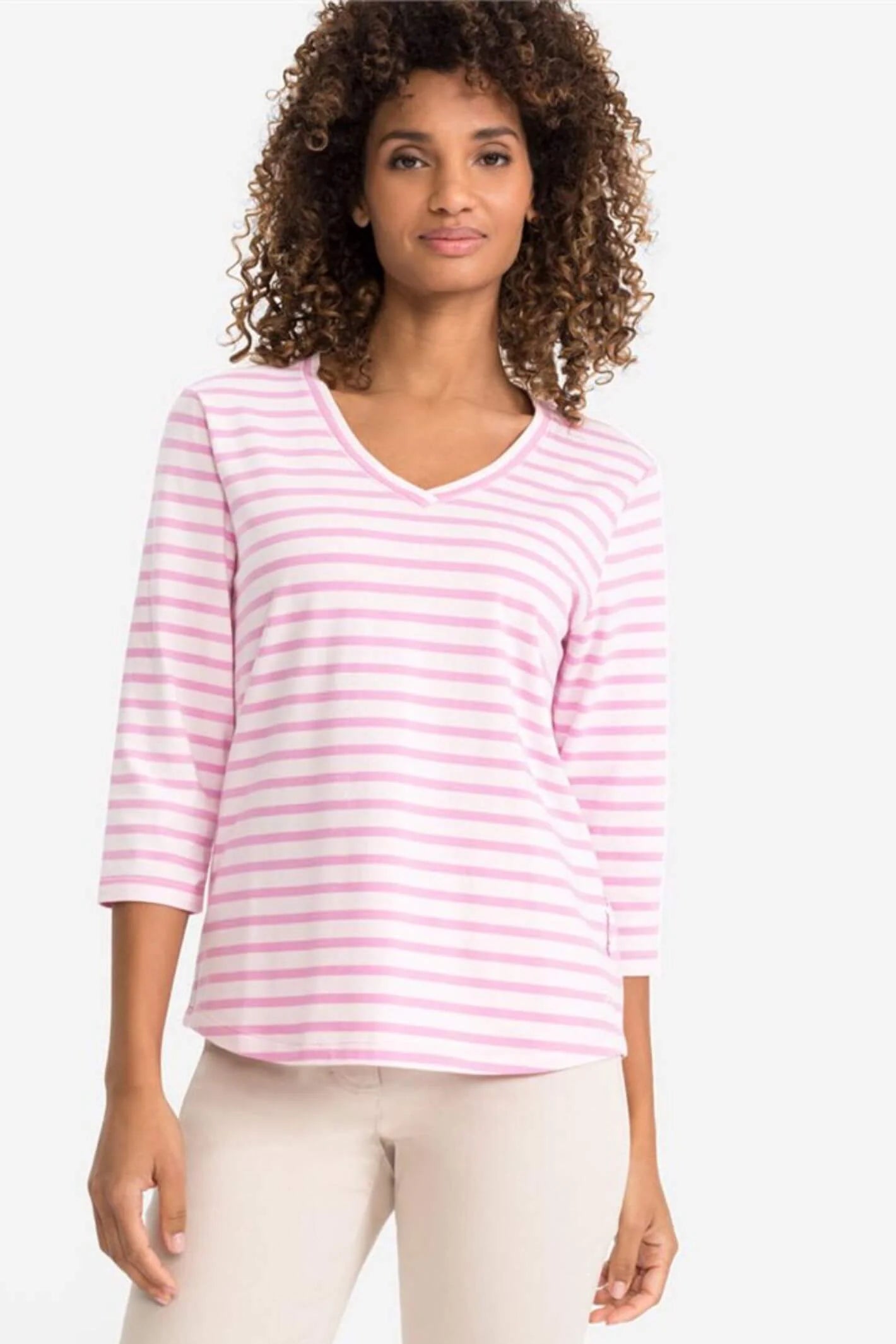 Olsen - Pink Stripe 3/4 Sleeve T-Shirt