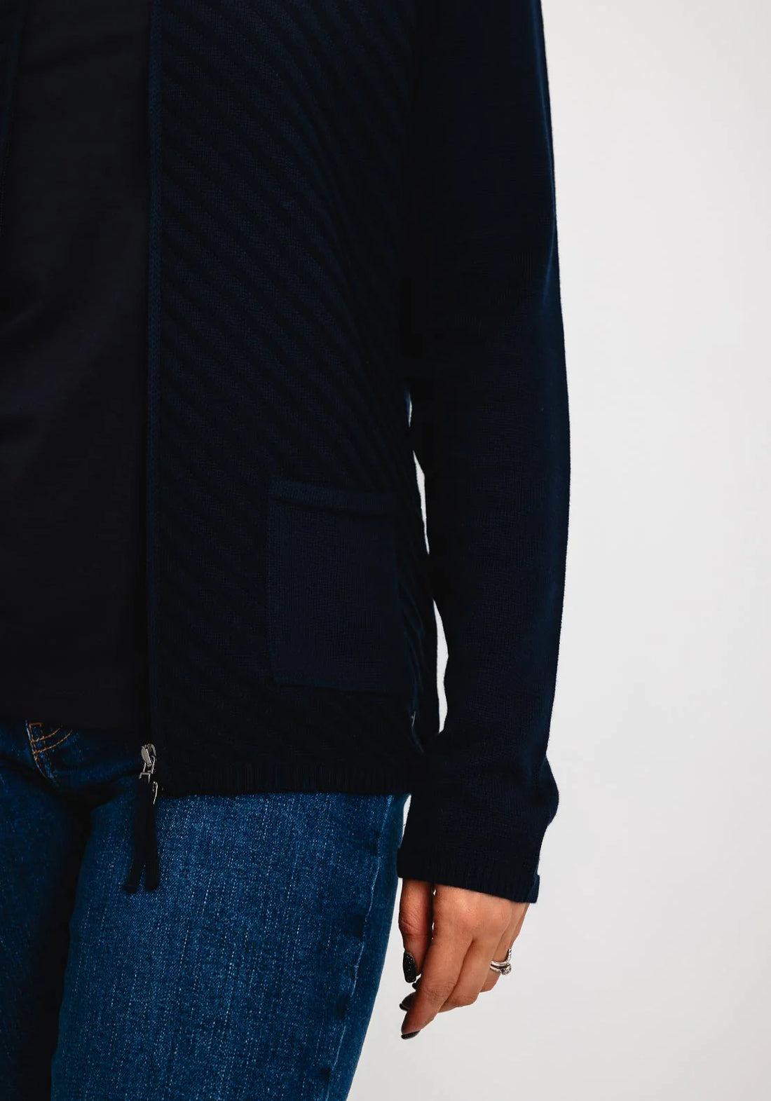 Olsen - Navy Knit Zip Jacket