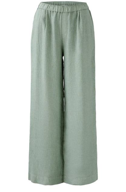 Oui - Olive Wide Leg Linen Pant