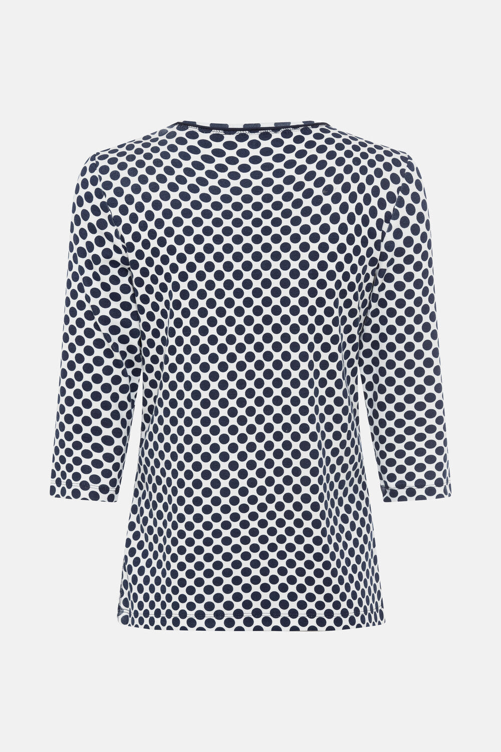 Olsen- 3/4 Spot Cotton T-shirt -navy and white