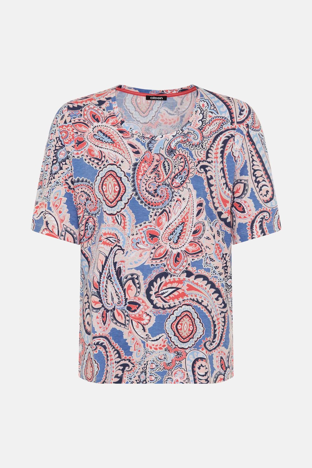 Olsen-Blue and Coral Paisley T-Shirt