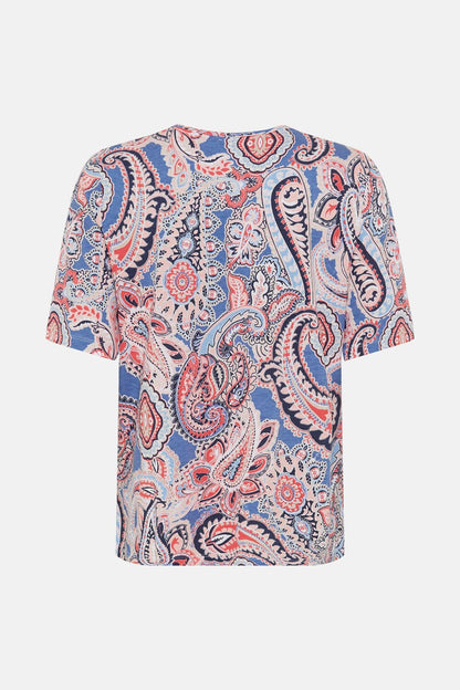 Olsen-Blue and Coral Paisley T-Shirt