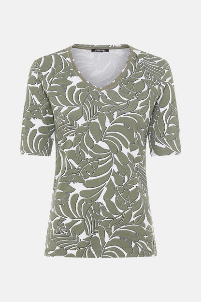 Olsen-  Olive and White T-shirt