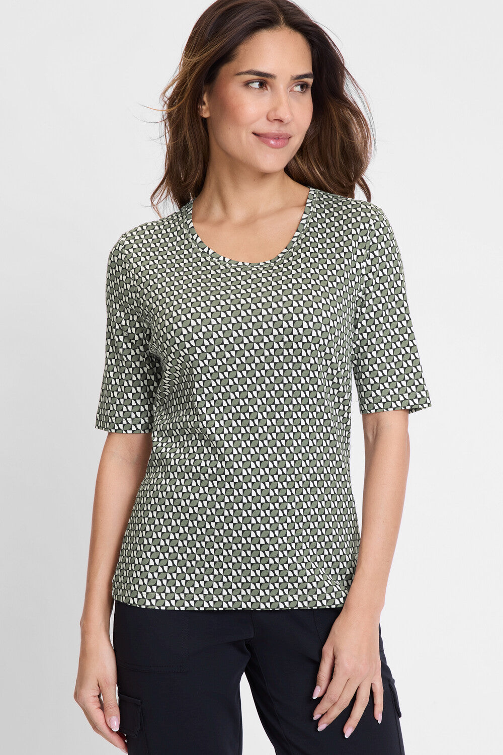 Olsen -  Olive Print T-shirt