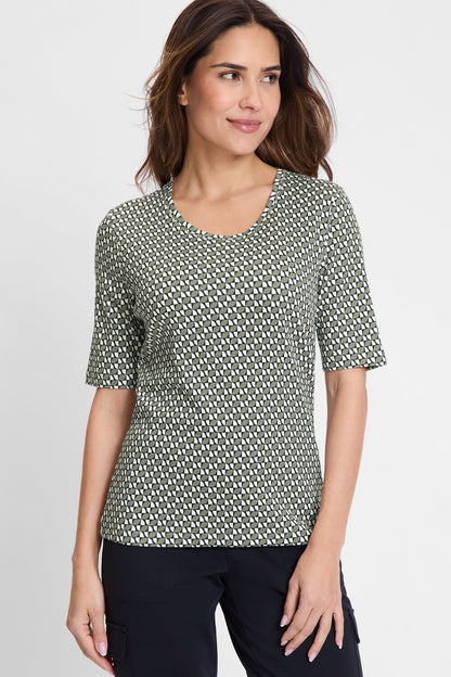 Olsen -  Olive Print T-shirt