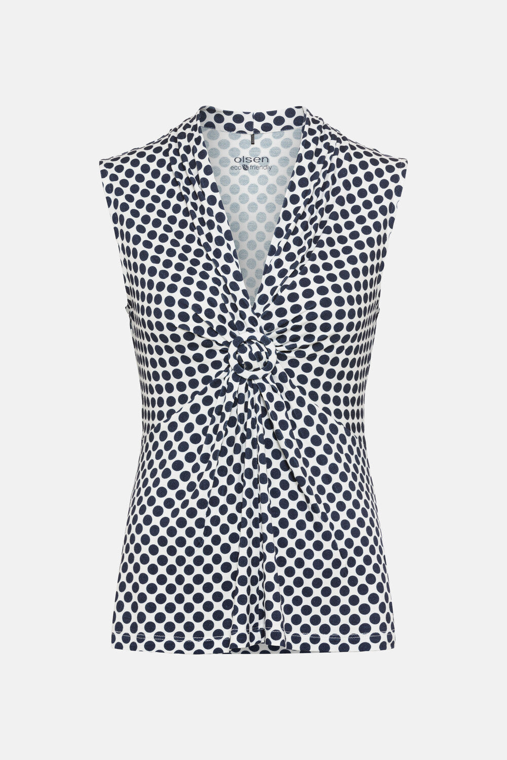 Olsen - Spot Sleeveless Top - Navy and white