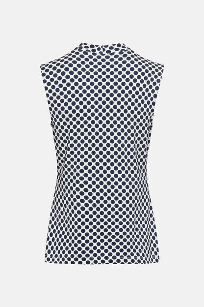 Olsen - Spot Sleeveless Top - Navy and white
